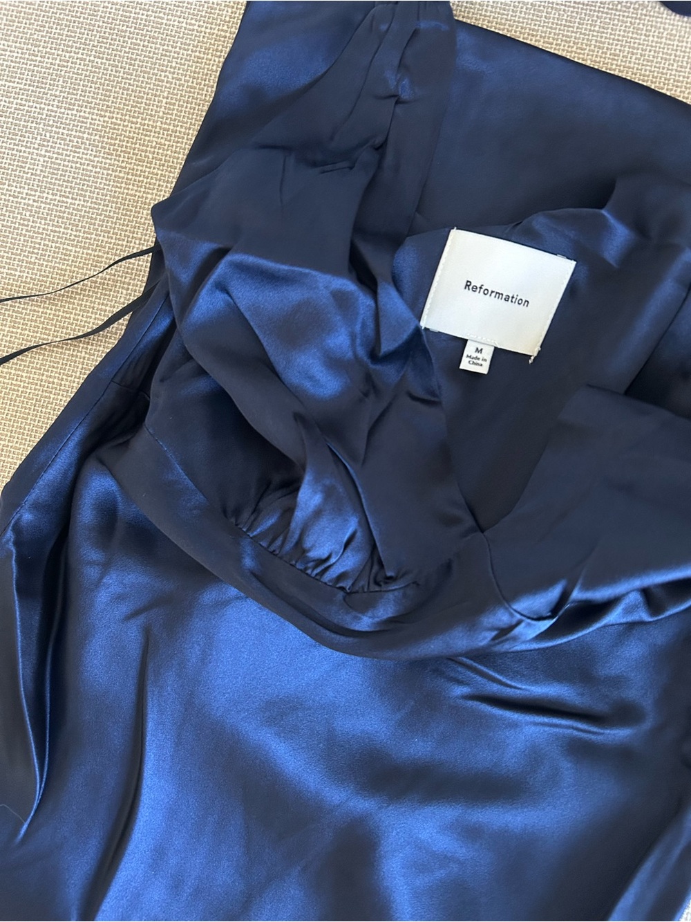 Reformation Pernille Silk Maxi Dress - Midnight Navy Blue Gown Party Medium - Picture 8 of 11